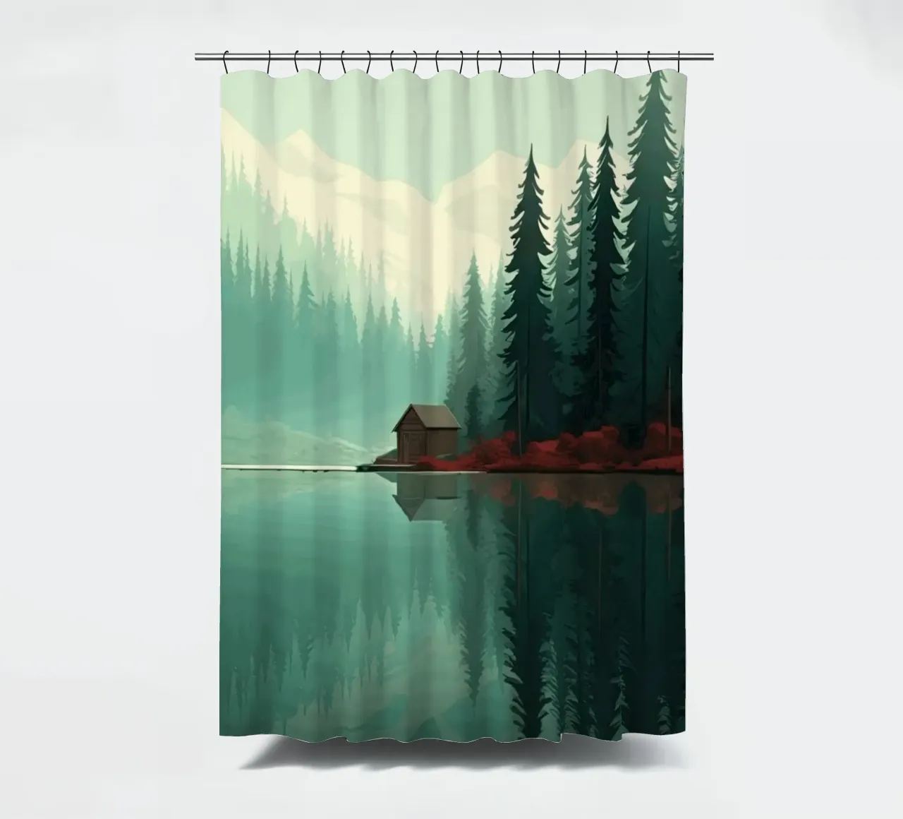 pine trees reflection douchegordijn van Histrol