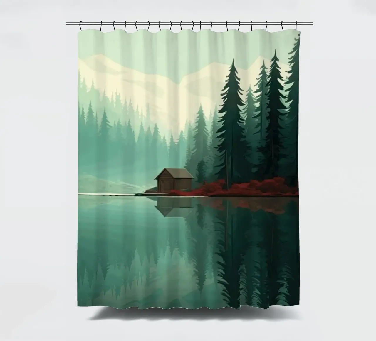 pine trees reflection douchegordijn van Histrol