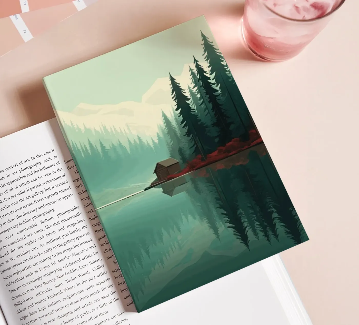 pine trees reflection notebook by Histrol