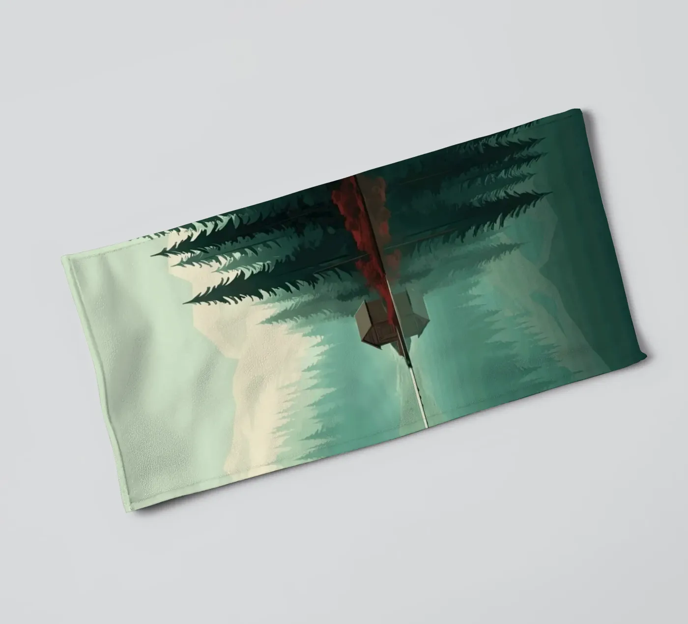 pine trees reflection badhanddoek van Histrol