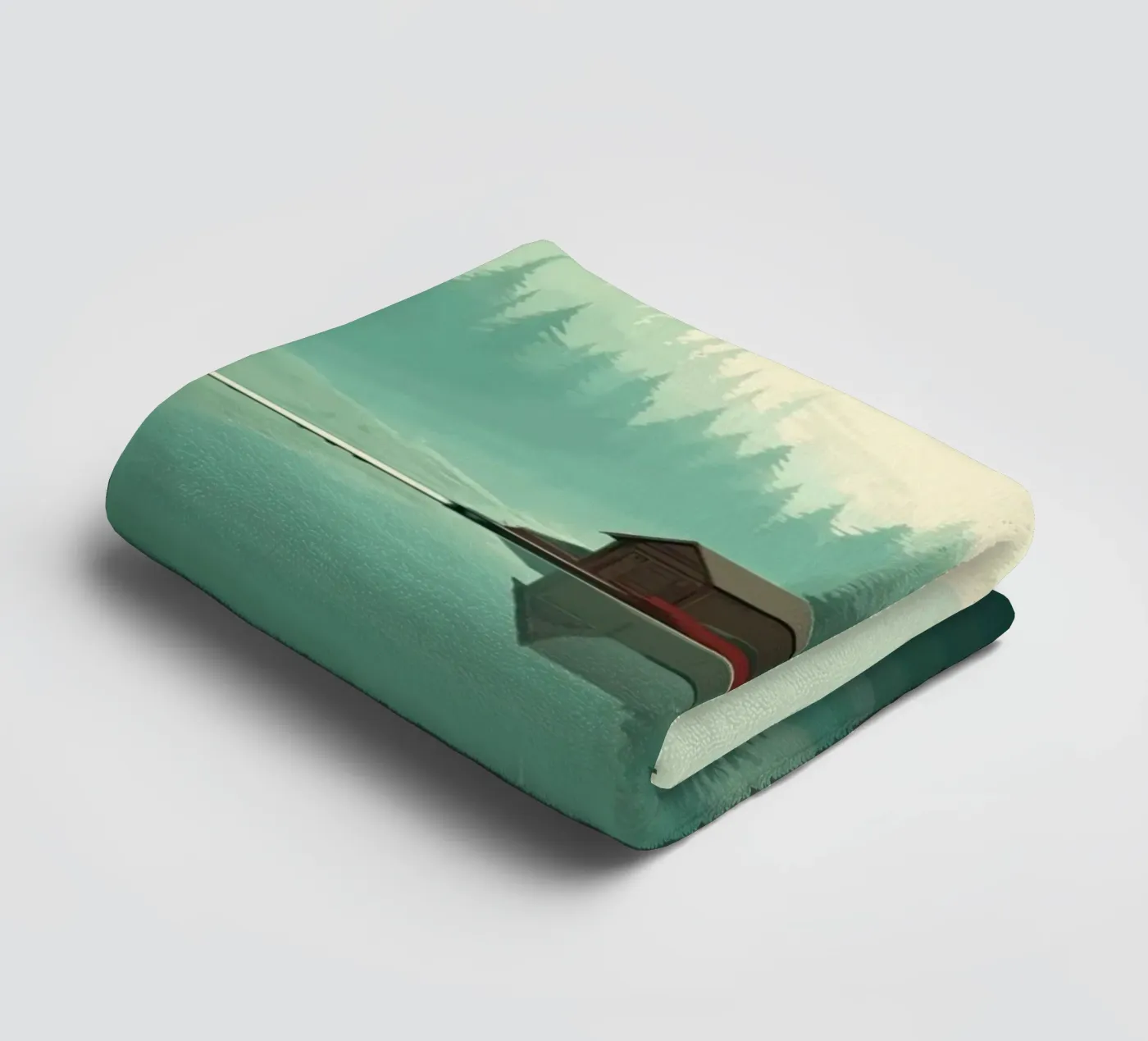 pine trees reflection badhanddoek van Histrol