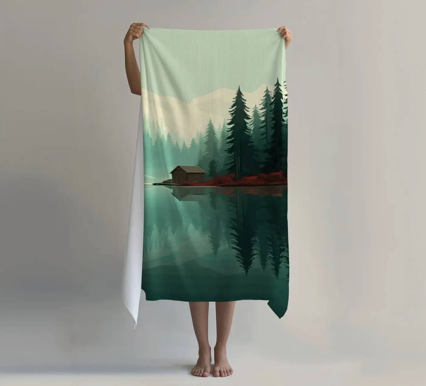 pine trees reflection serviette de plage de Histrol