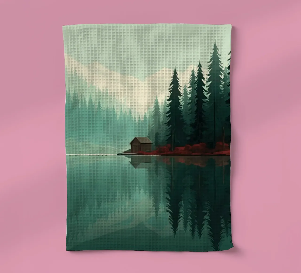 pine trees reflection torchon de Histrol