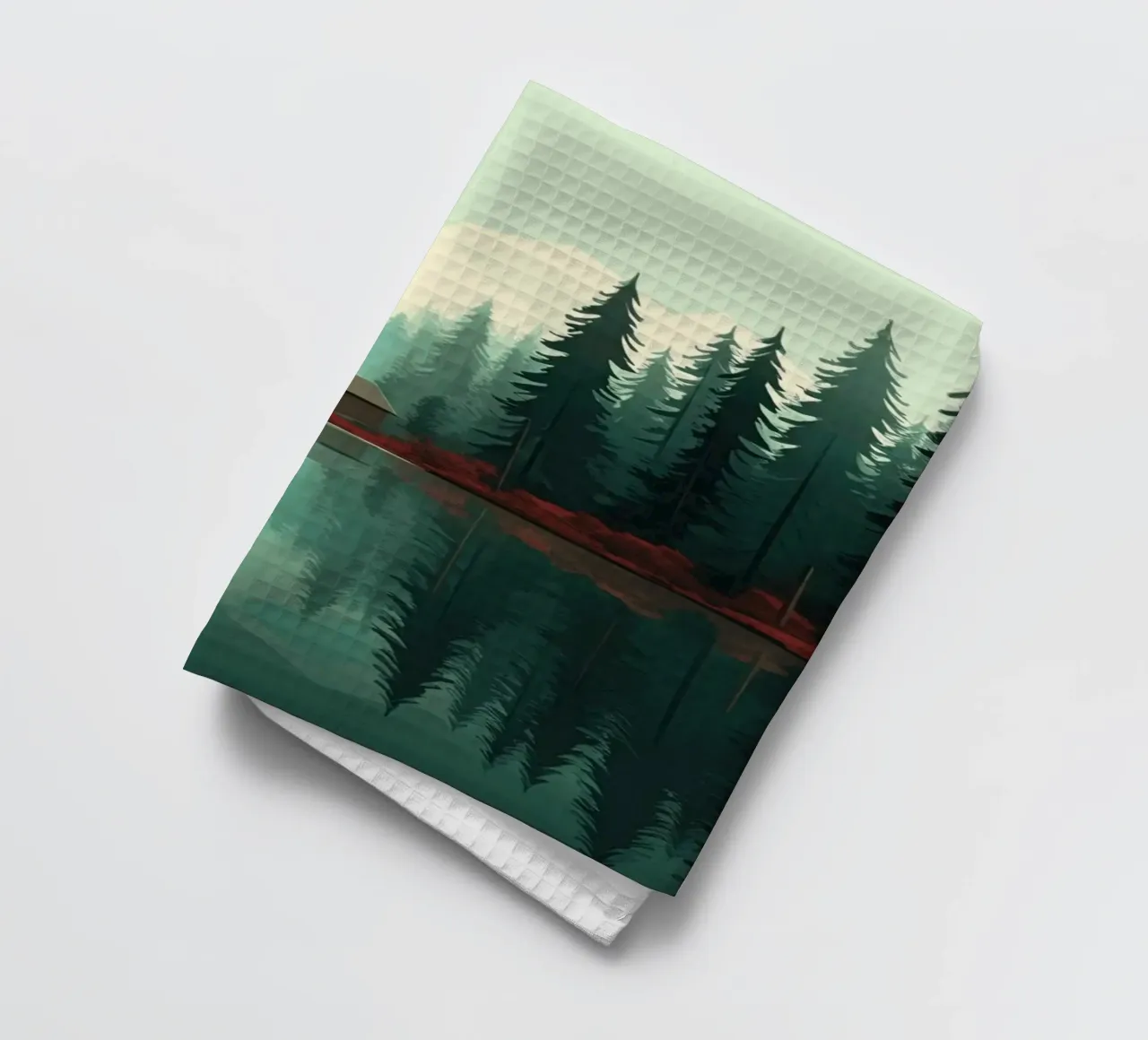 pine trees reflection torchon de Histrol