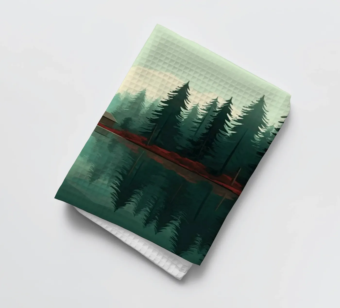 pine trees reflection Geschirrtuch von Histrol