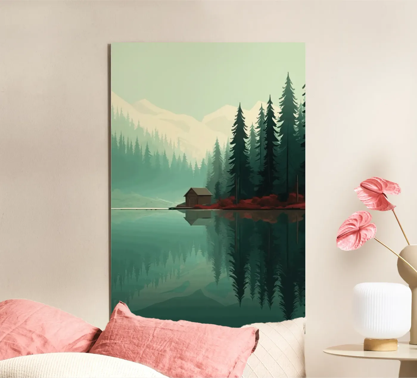 pine trees reflection forex-plaat van Histrol