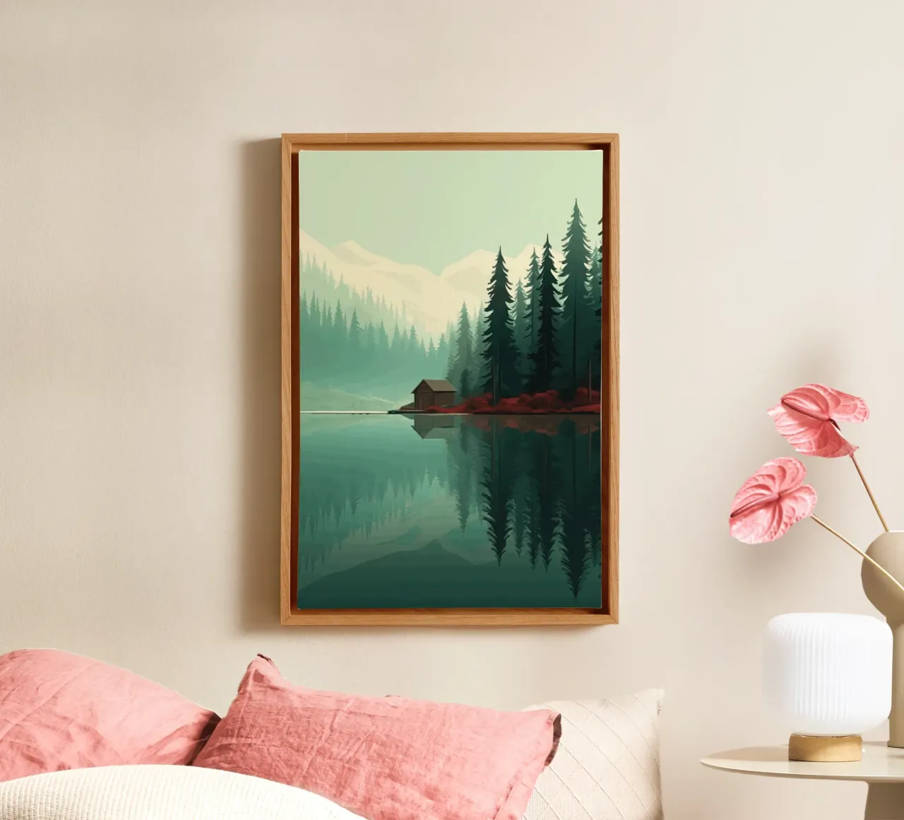 pine trees reflection tela da Histrol