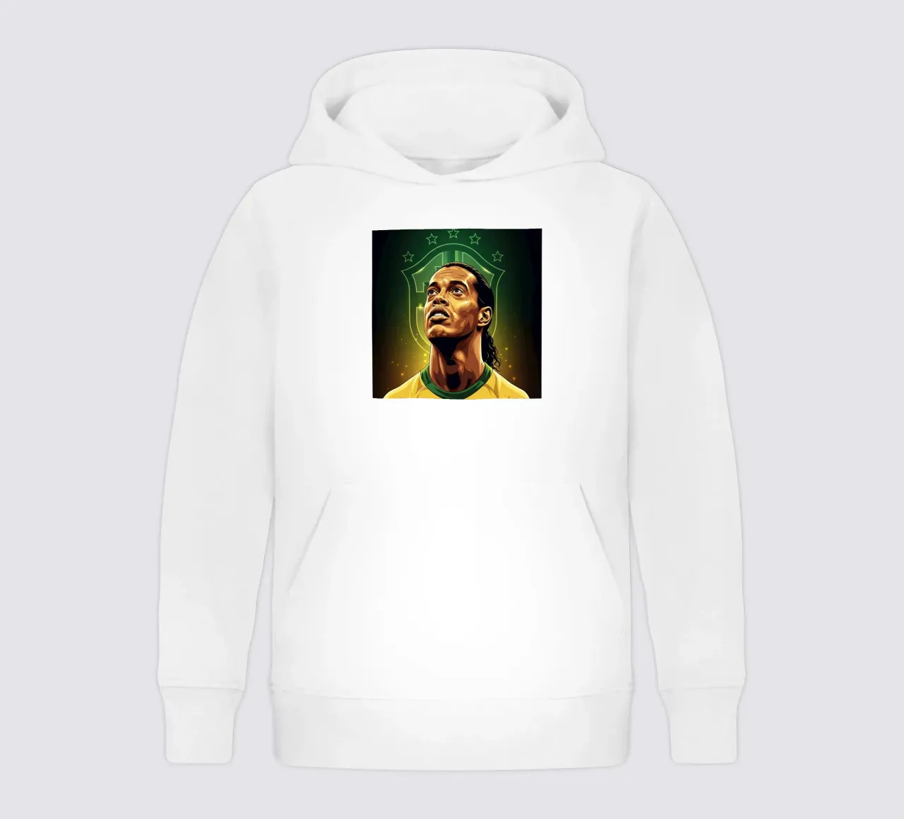 Ronaldinho portrait kids hoodie by Lembayung art