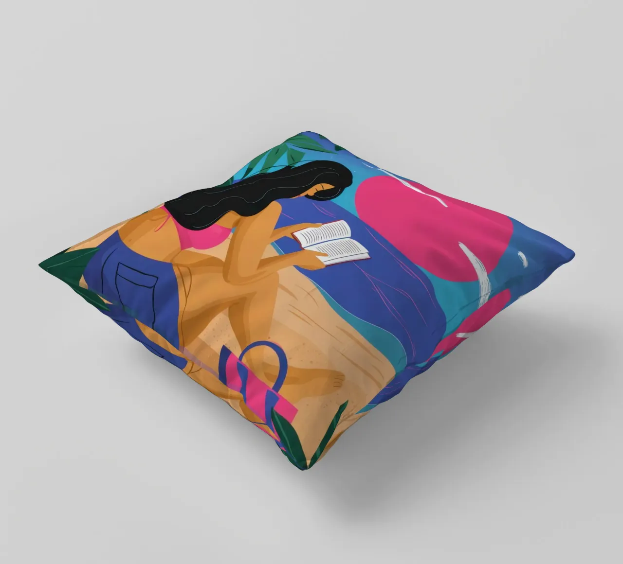 Sunset Reading Escape decorative cushion by Solar Paint
