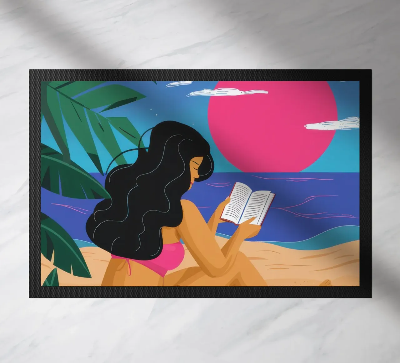 Sunset Reading Escape doormat by Solar Paint