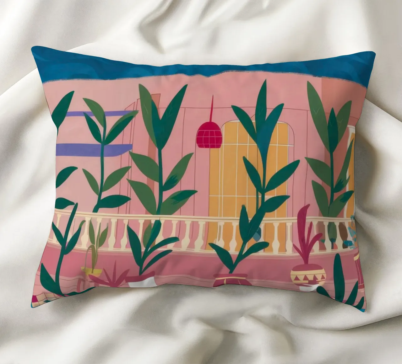 Serene Coastal Garden decorative cushion by Veil Maya