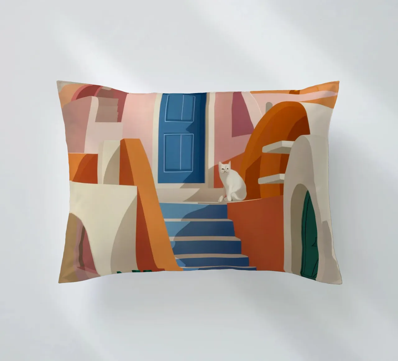 Aegean Architectural Calm decorative cushion by Prism Ritual