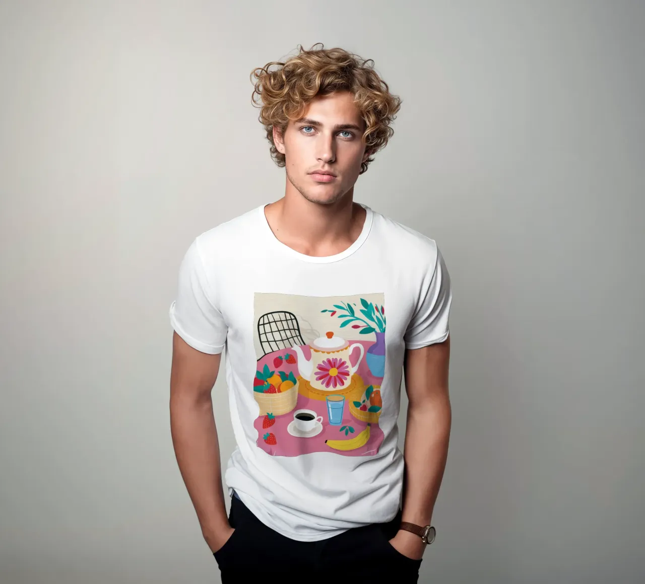 Teapot and Fruit t-shirt by Flock Reverie