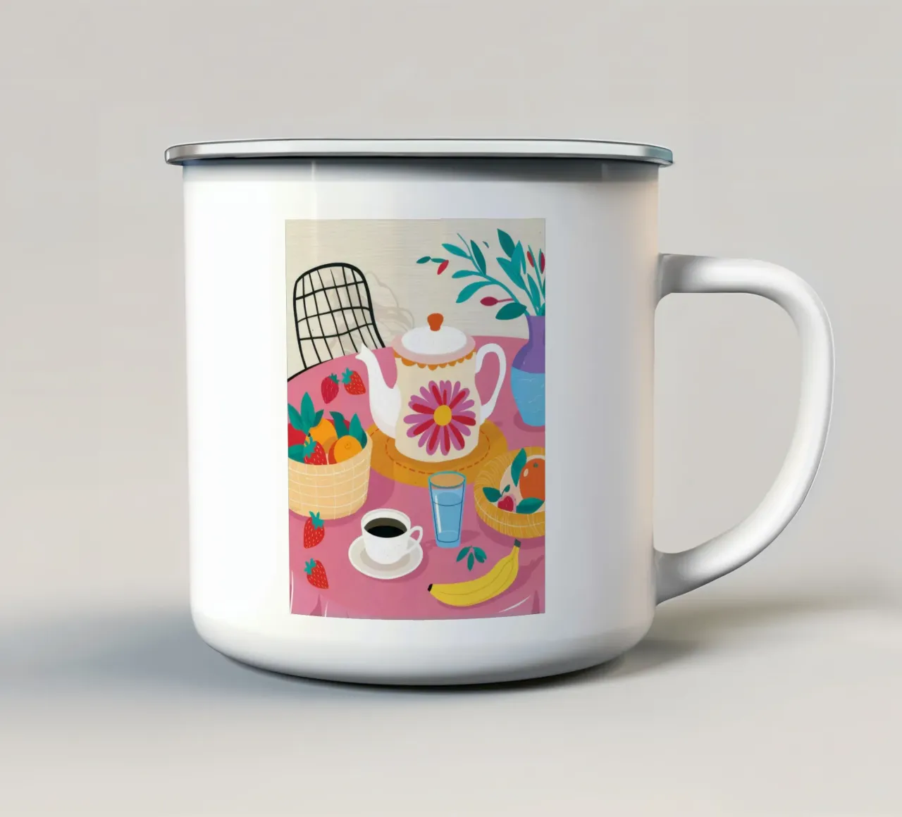 Teiera e frutta tazza in smalto da Flock Reverie