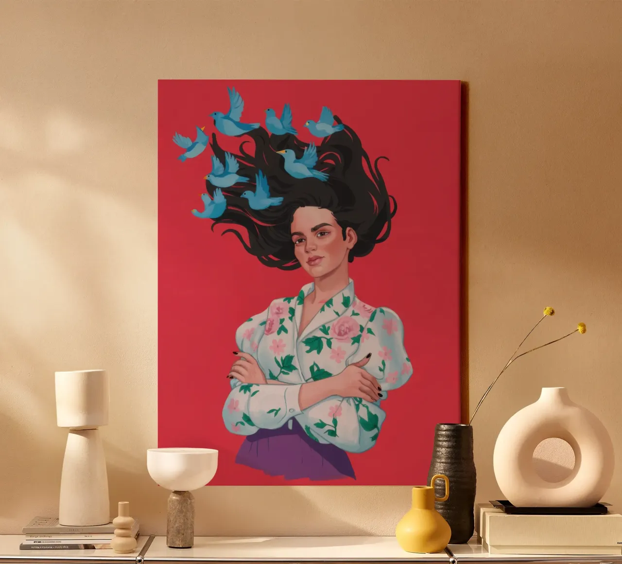 Vlinder Mind Bloom canvas met Baklijst van Solar Paint
