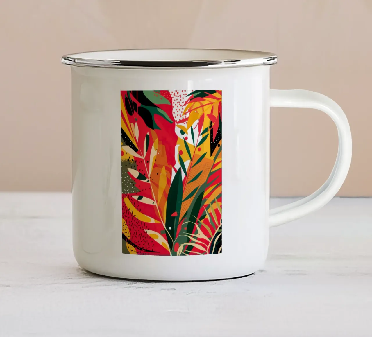 Astratto tropico infuocato tazza in smalto da Solar Paint