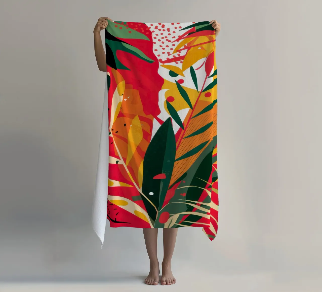 Fiery Tropic Abstract beach towel by Solar Paint