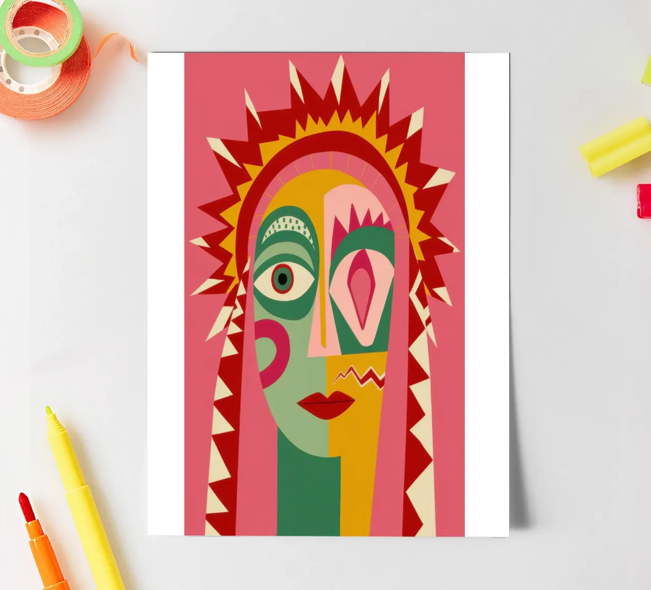 Radiant Sun Face sticker sheet by Flock Reverie