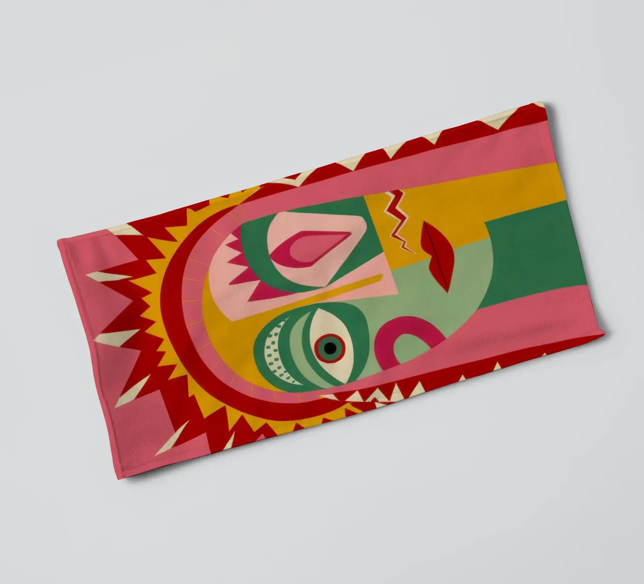 Radiant Sun Face towel by Flock Reverie