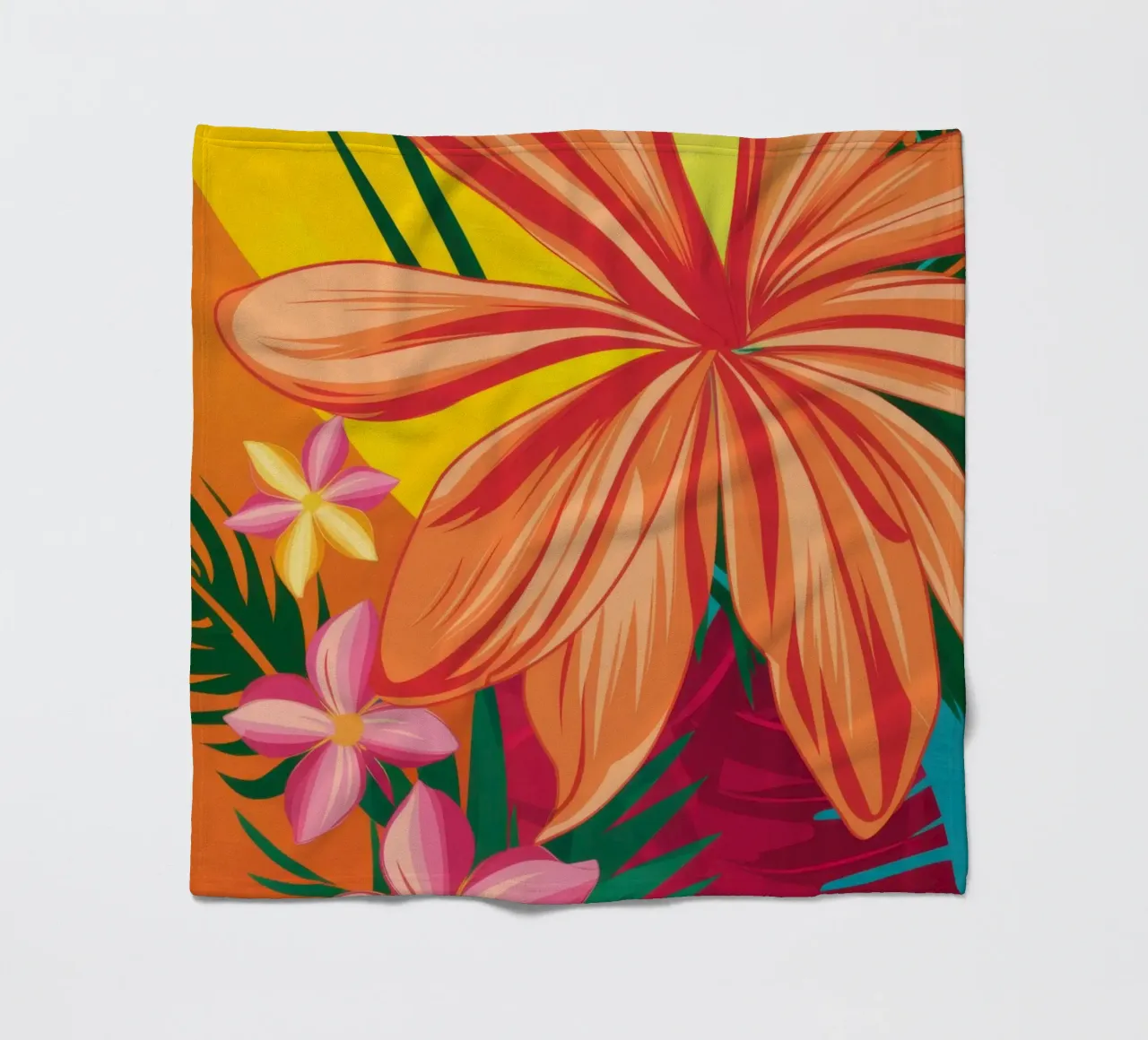Flor naranja vibrante manta de franela de Solar Paint