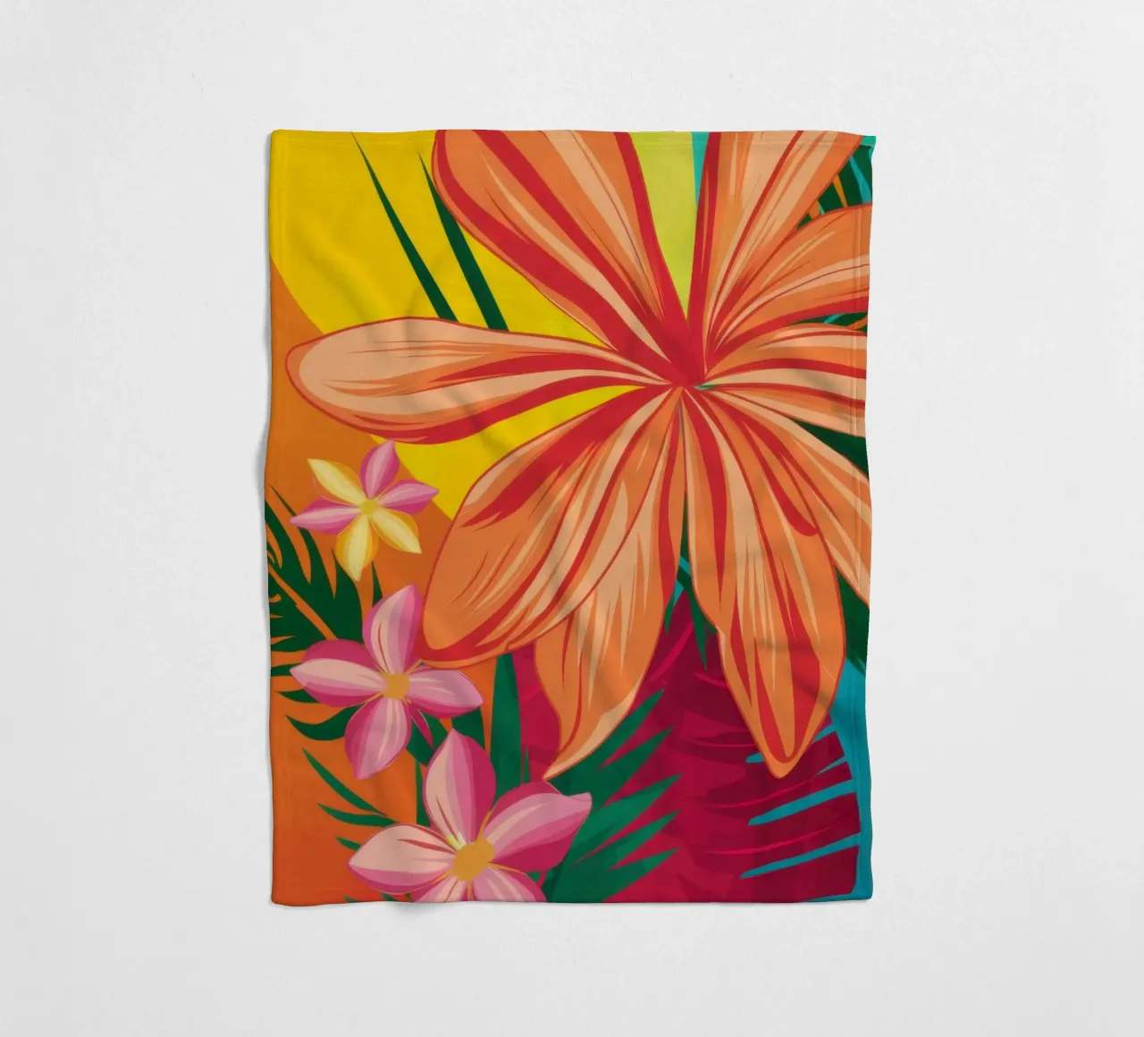 Flor naranja vibrante manta de franela de Solar Paint