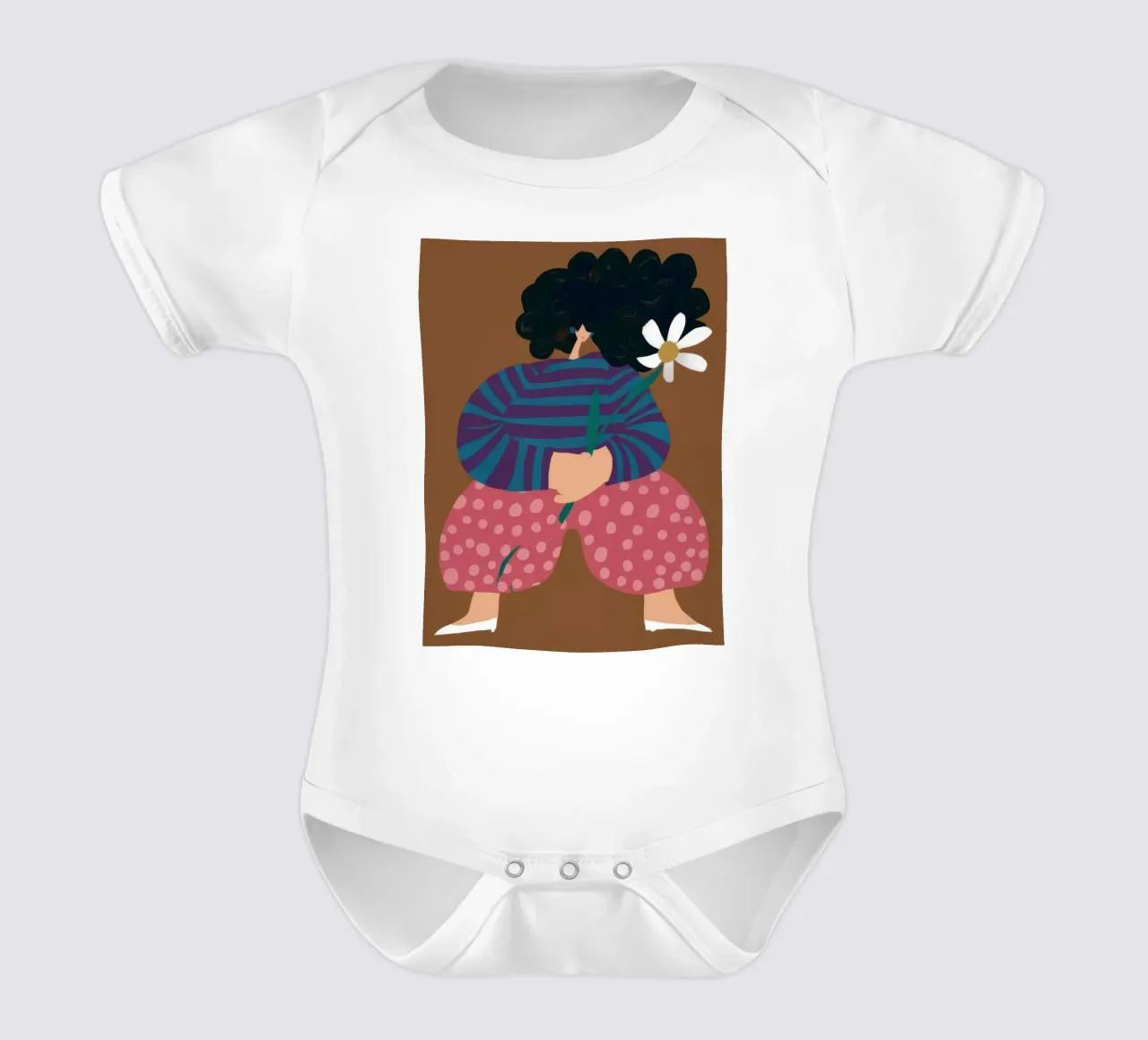 Crouching in Thought short-sleeve baby romper by Flock Reverie