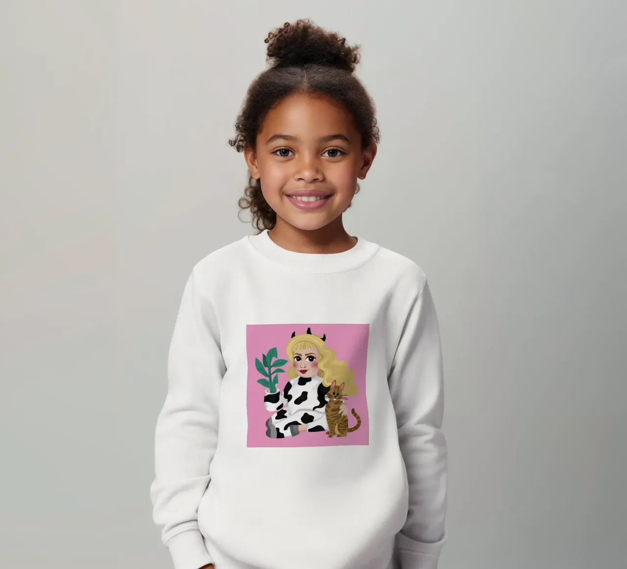 Playful Devil Cat Lover kids sweatshirt by Veil Maya
