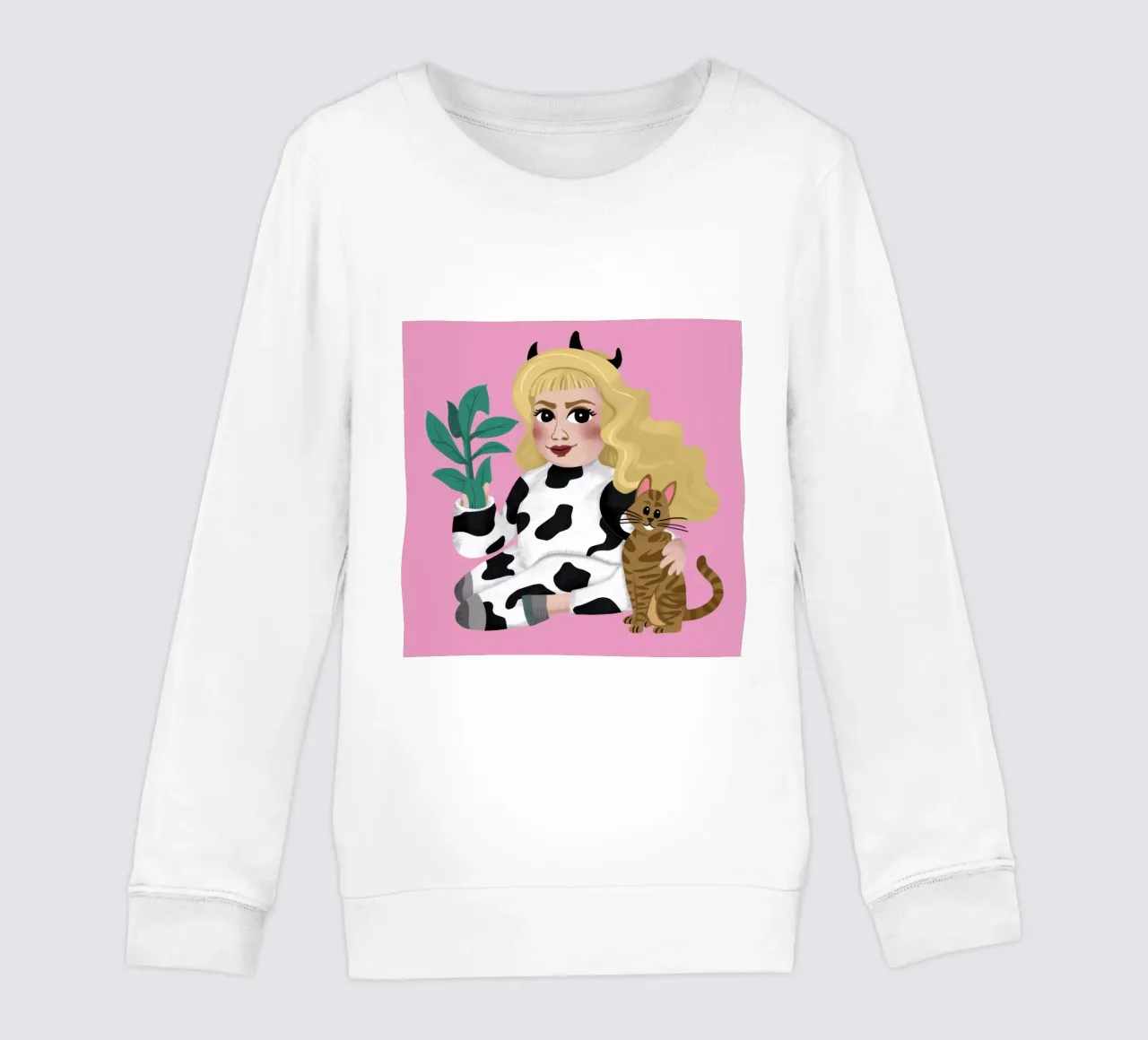 Playful Devil Cat Lover kids sweatshirt by Veil Maya