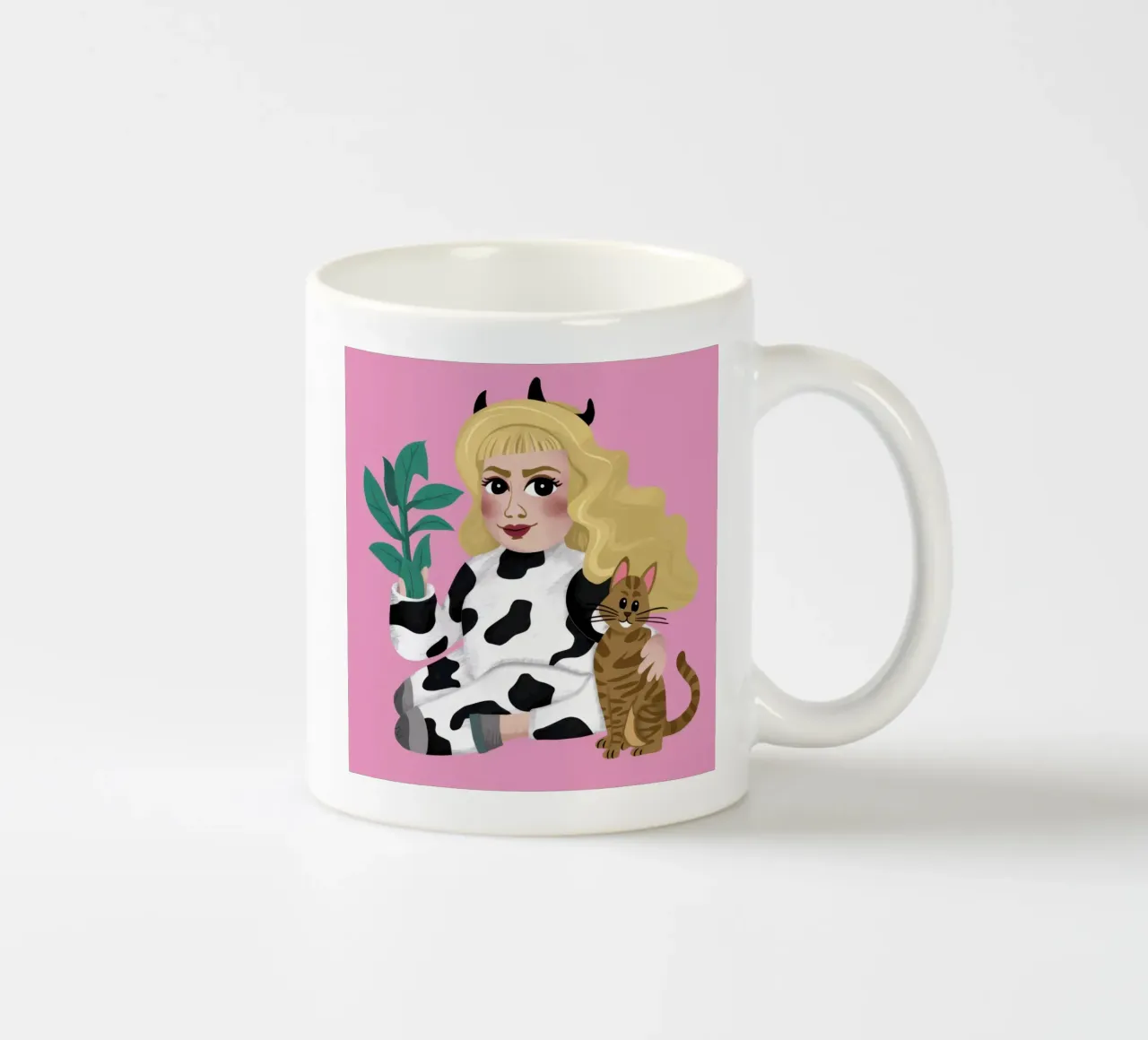 Playful Devil Cat Lover ceramic mug by Veil Maya