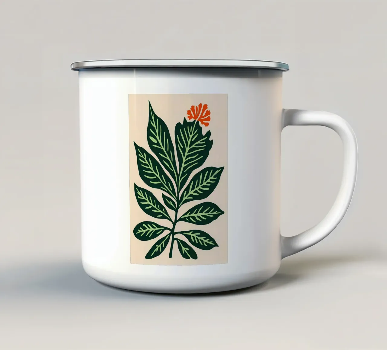 Arte della foglia verde tazza in smalto da Larry