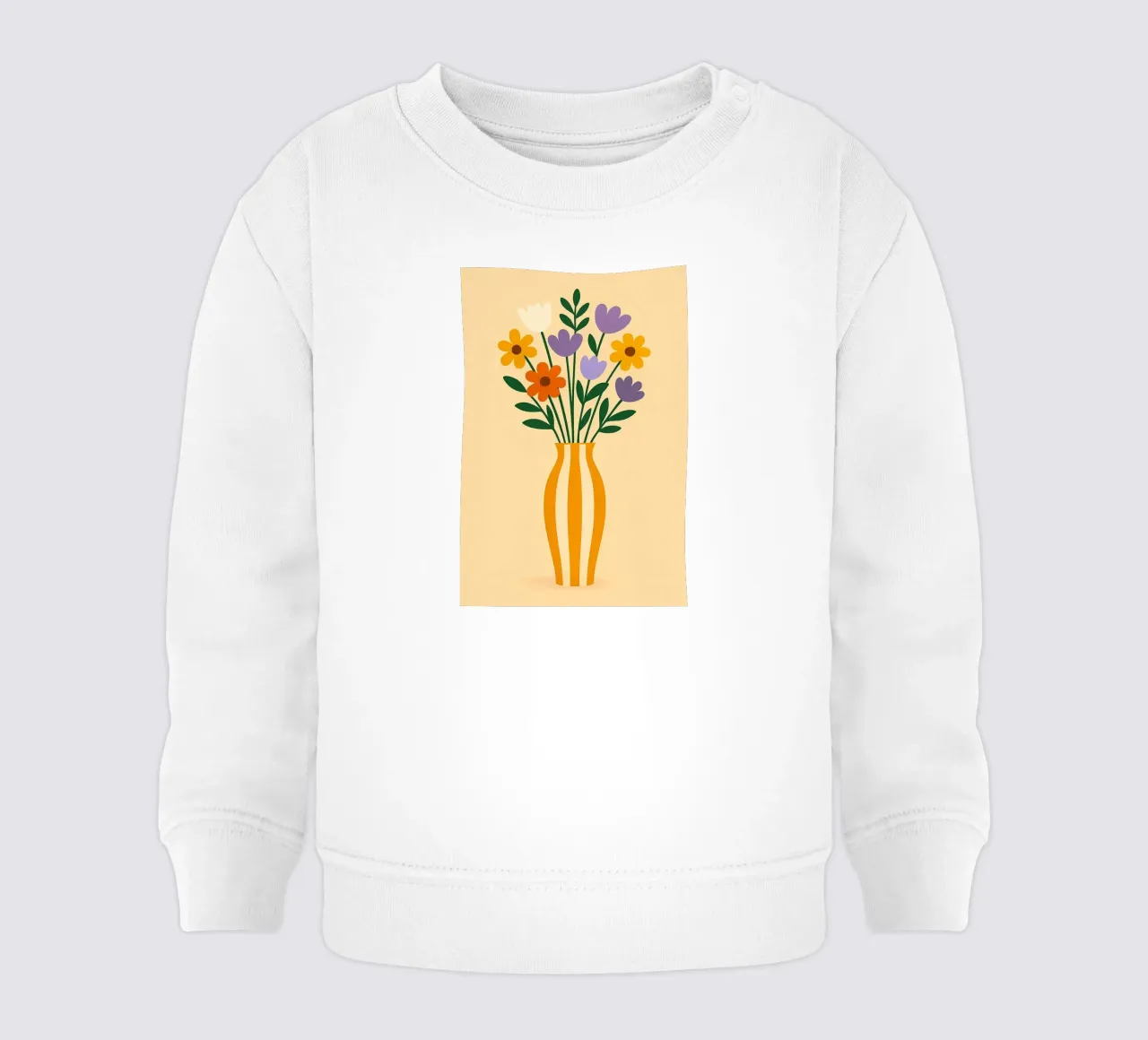 Vaso e fiori a righe felpa neonato da Larry