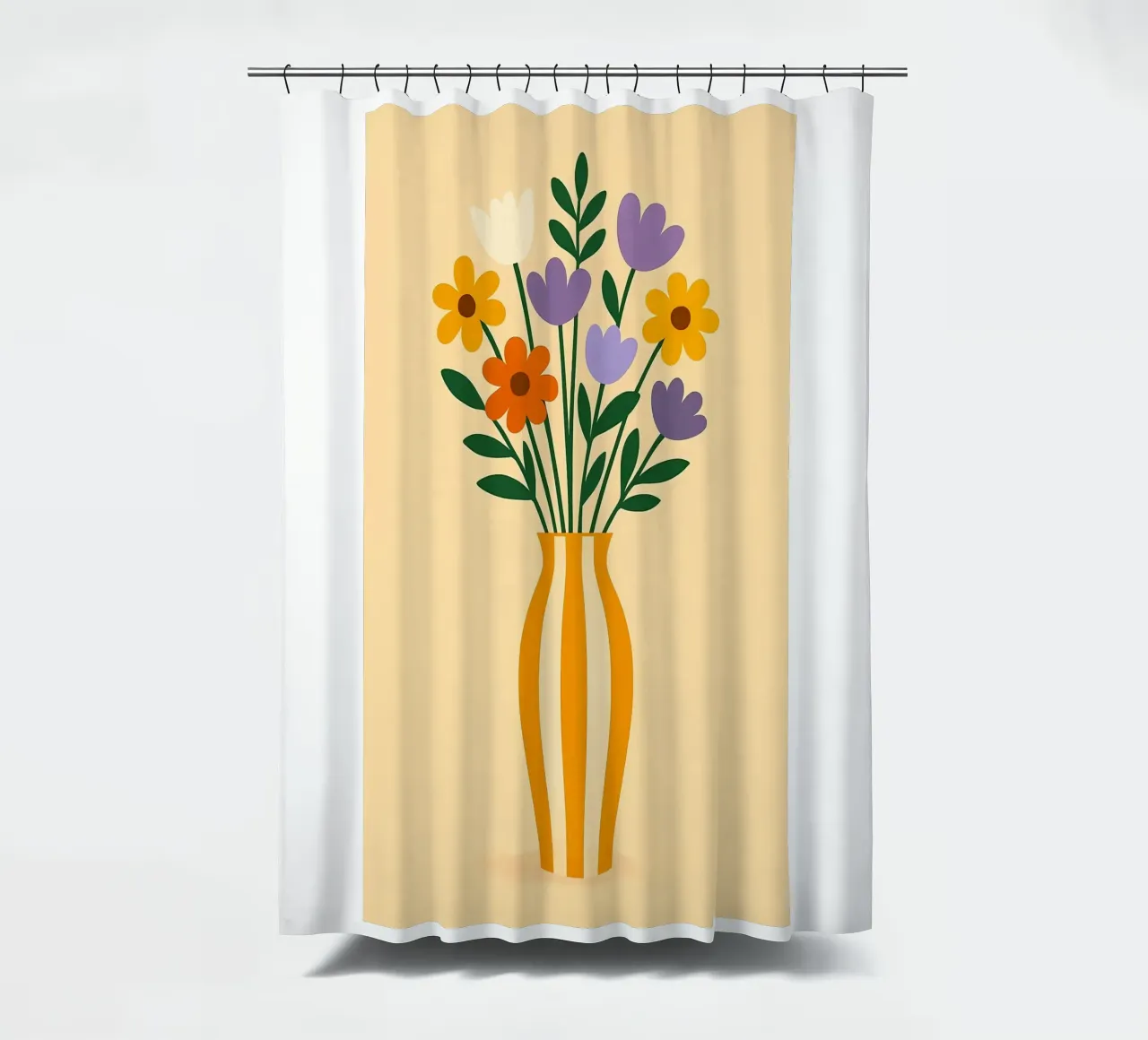 Vaso e fiori a righe tenda da doccia da Larry