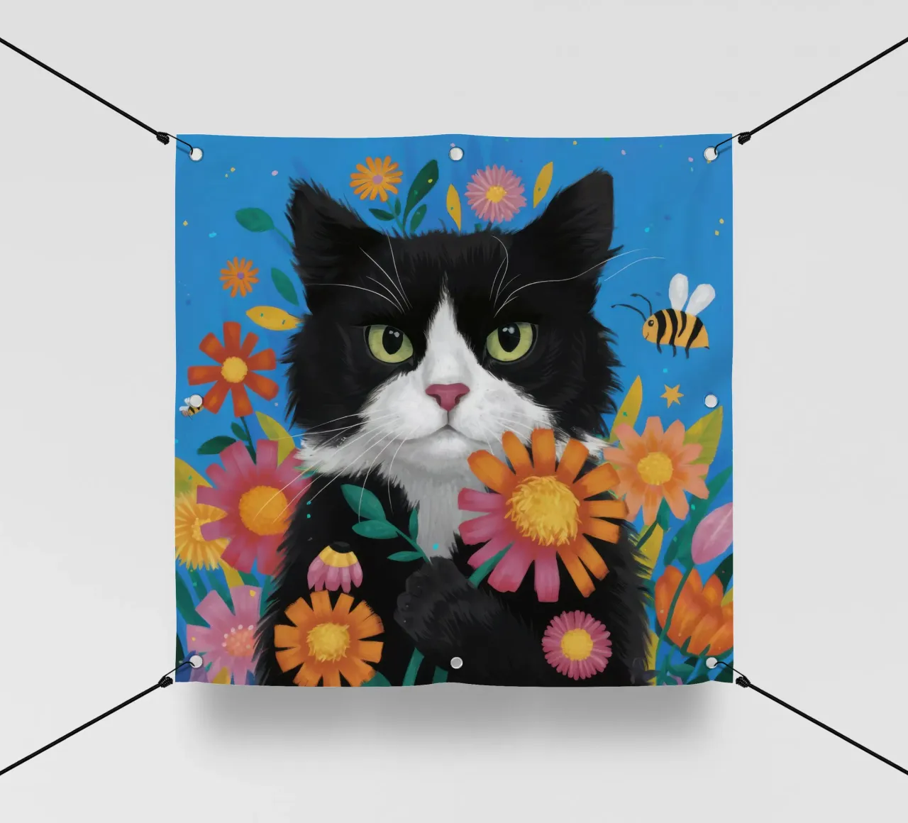 The Curious Cat and Bee pvc cover by Flock Reverie