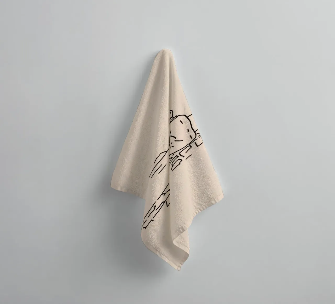 man reflects by the water while sitting on the shore towel by DesignDoodle