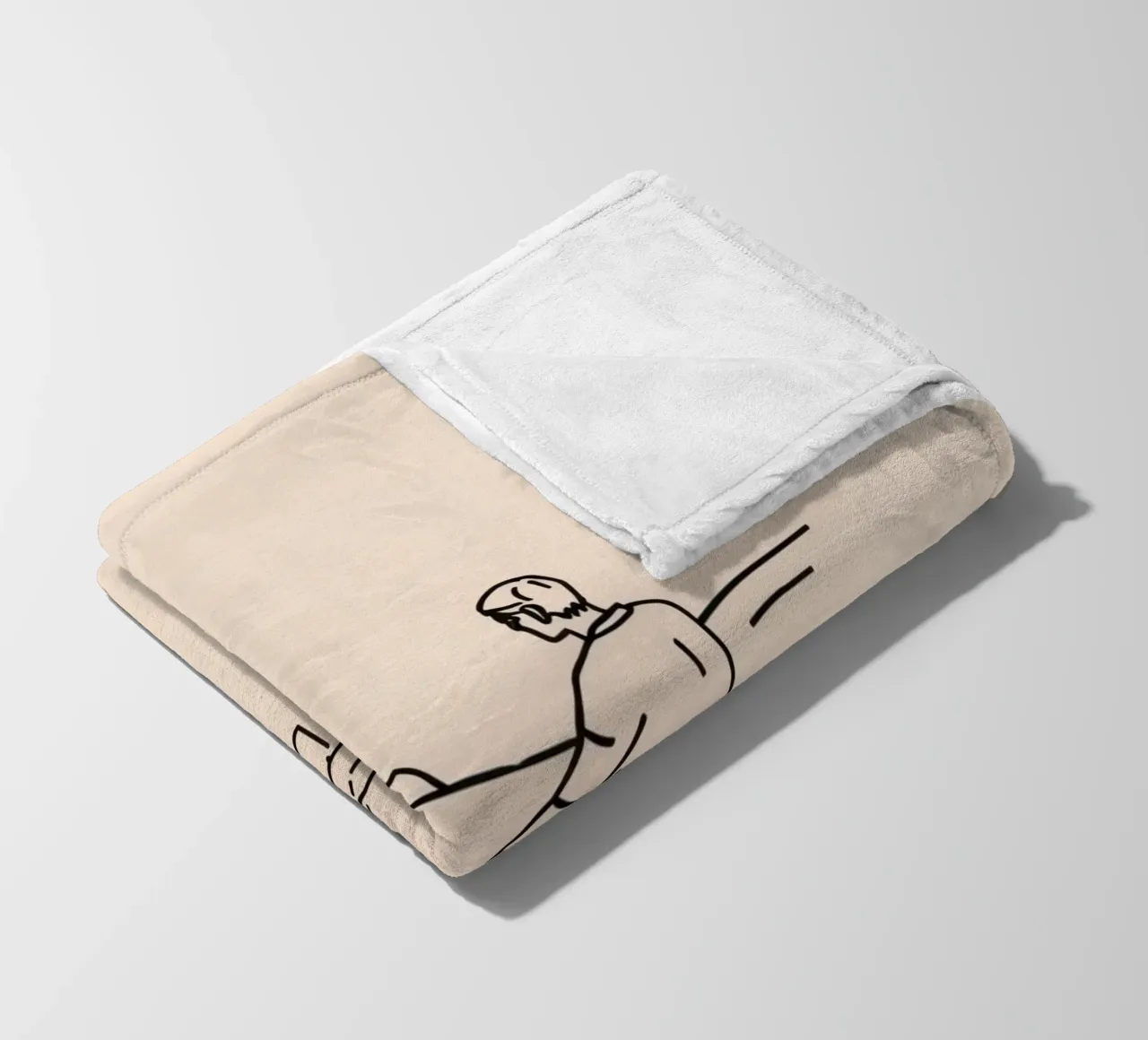 man reflects by the water while sitting on the shore fleece blanket by DesignDoodle