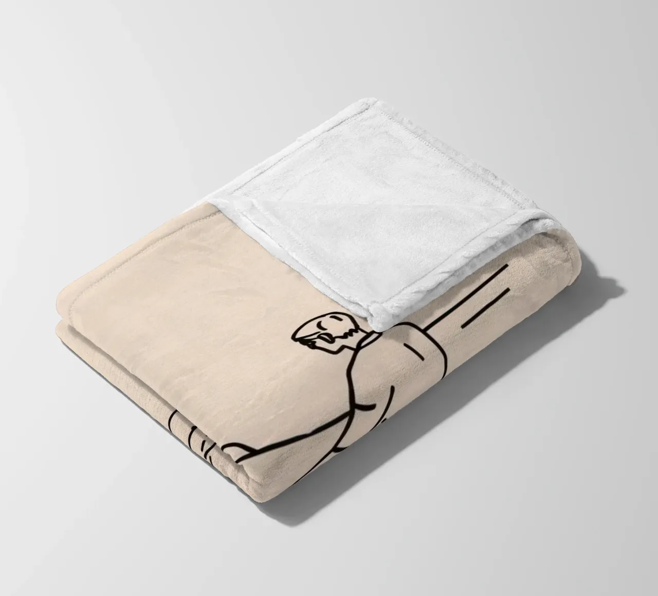 man reflects by the water while sitting on the shore fleece blanket by DesignDoodle