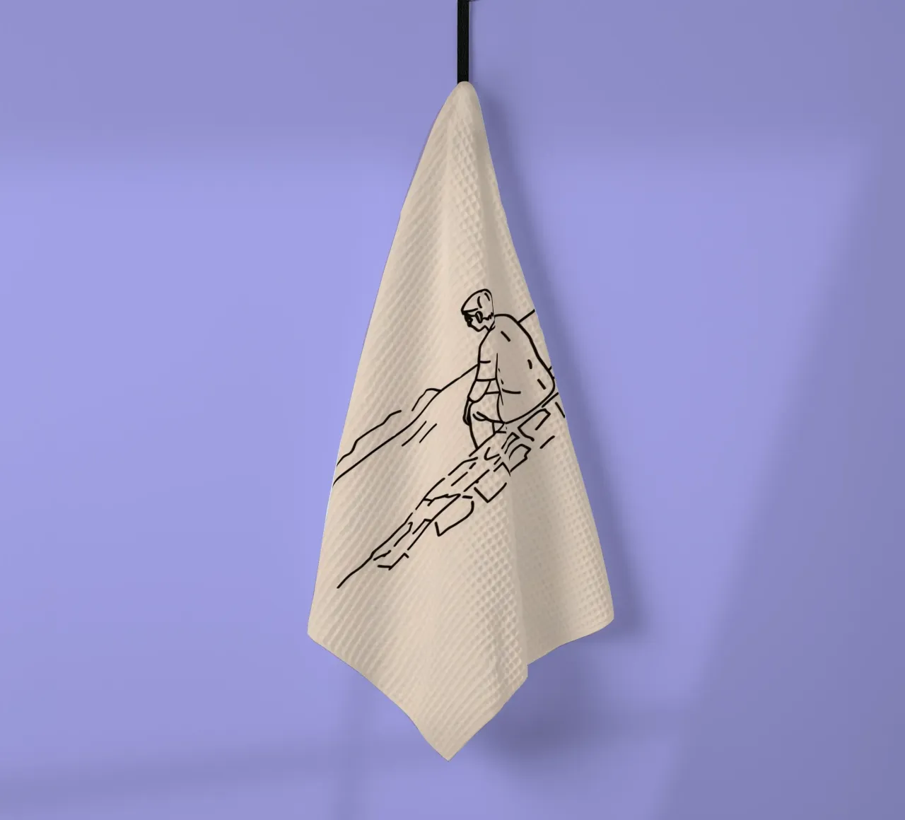 uomo riflette sull'acqua mentre è seduto sulla riva canovaccio da cucina da DesignDoodle