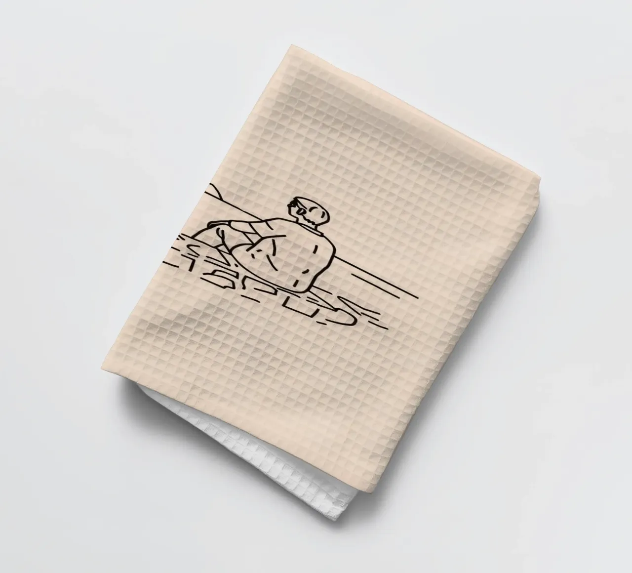 uomo riflette sull'acqua mentre è seduto sulla riva canovaccio da cucina da DesignDoodle