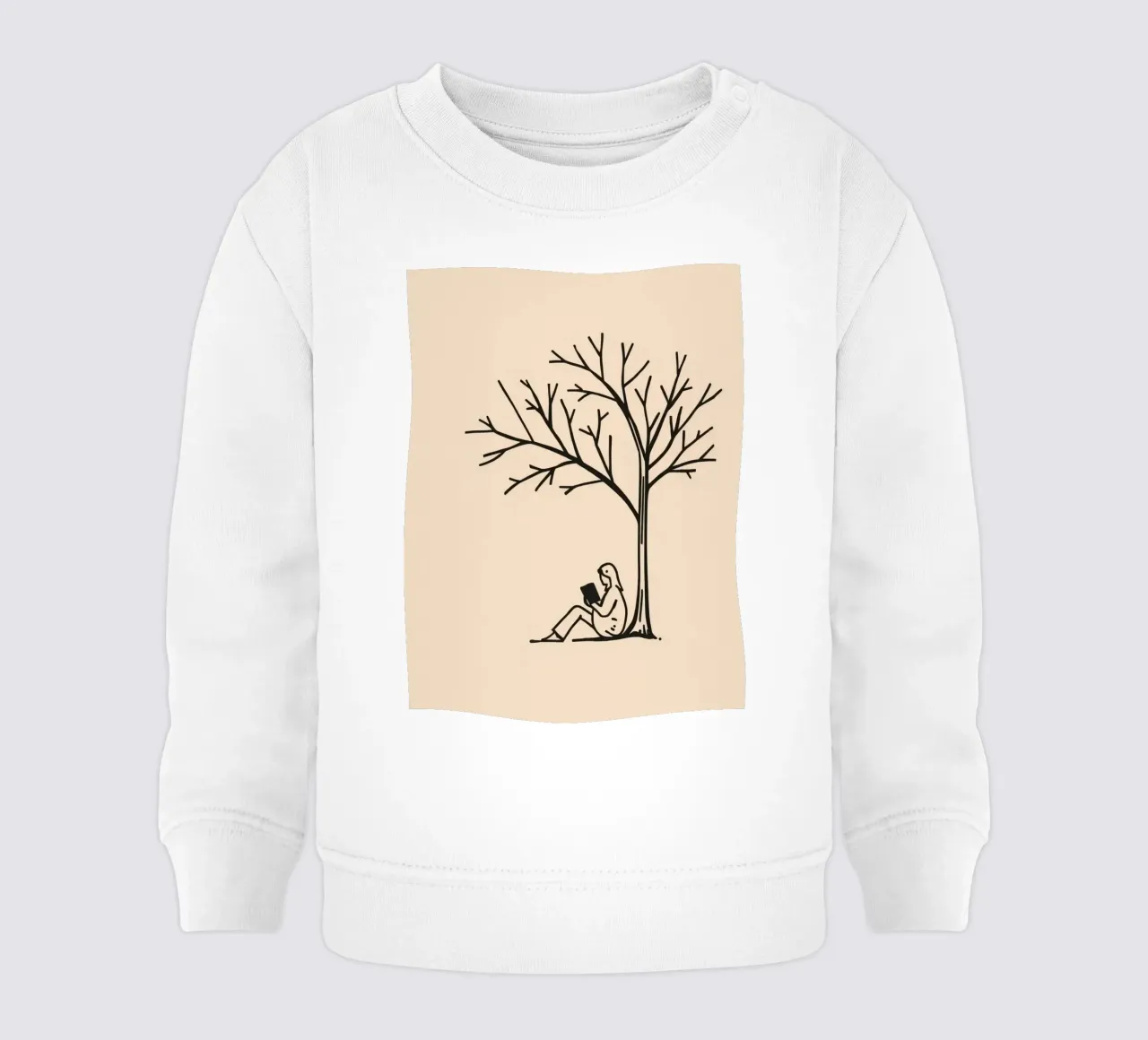 Persona che legge un libro sotto un albero spoglio in un pomeriggio caldo felpa neonato da DesignDoodle
