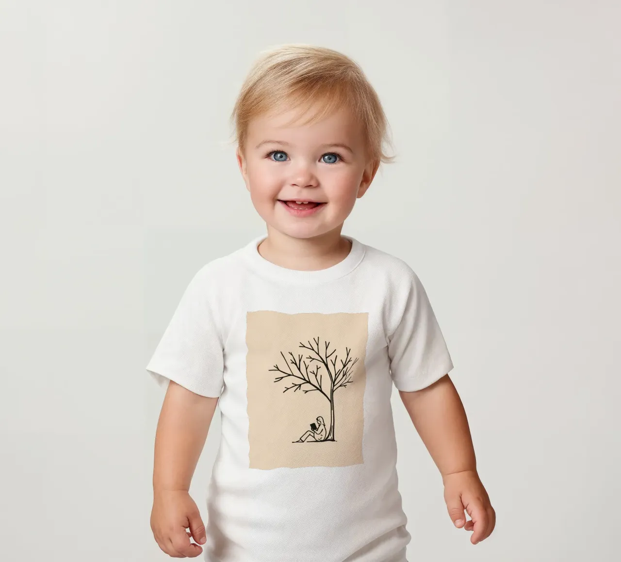 Persona che legge un libro sotto un albero spoglio in un pomeriggio caldo maglietta neonato da DesignDoodle