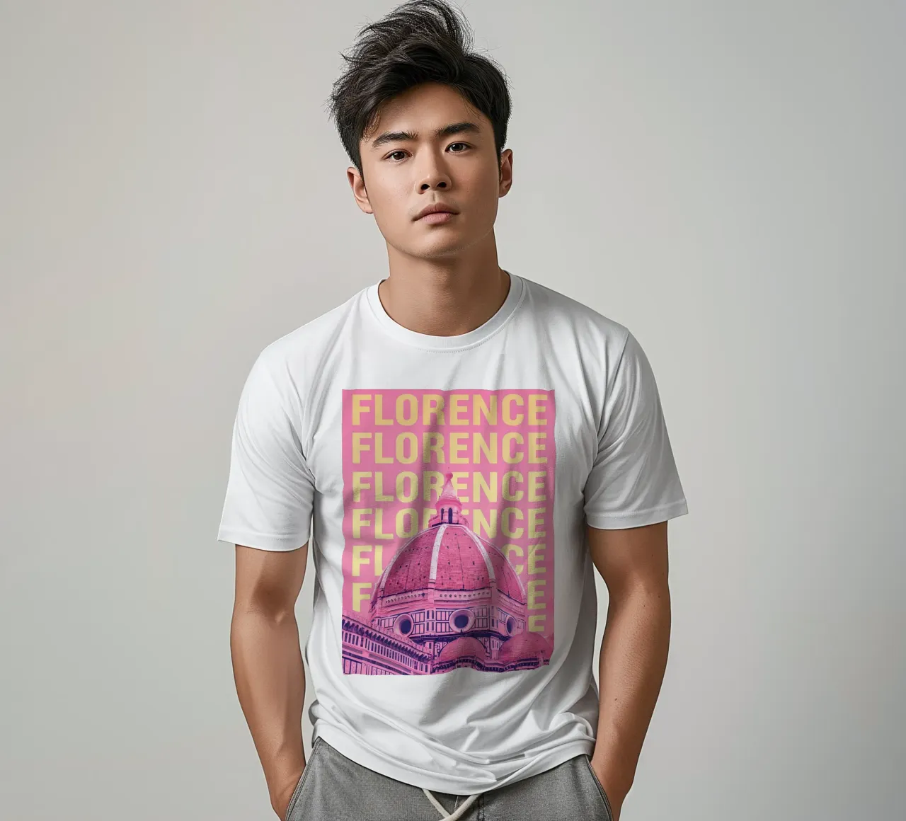 Florence Cathedral Pink Pop Art t-shirt by 🥝 KIWI STORE