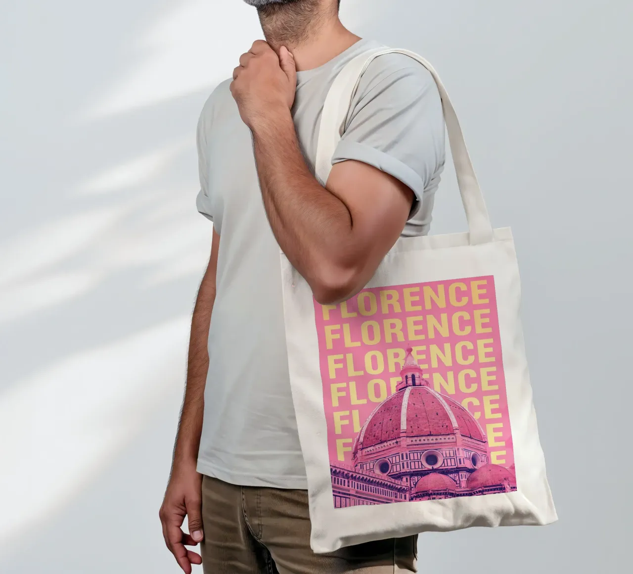 Cattedrale di Firenze Rosa Pop Art borsa in juta da 🥝 KIWI STORE
