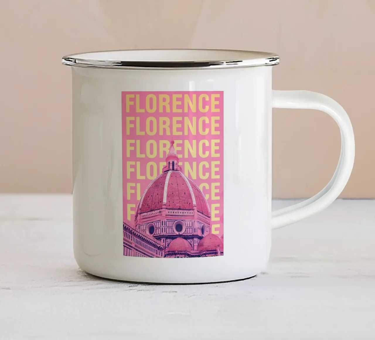 Cattedrale di Firenze Rosa Pop Art tazza in smalto da 🥝 KIWI STORE