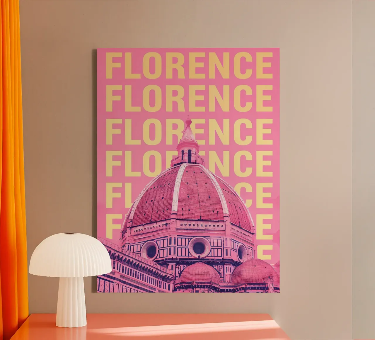 Florence Cathedral Pink Pop Art canvas by 🥝 KIWI STORE
