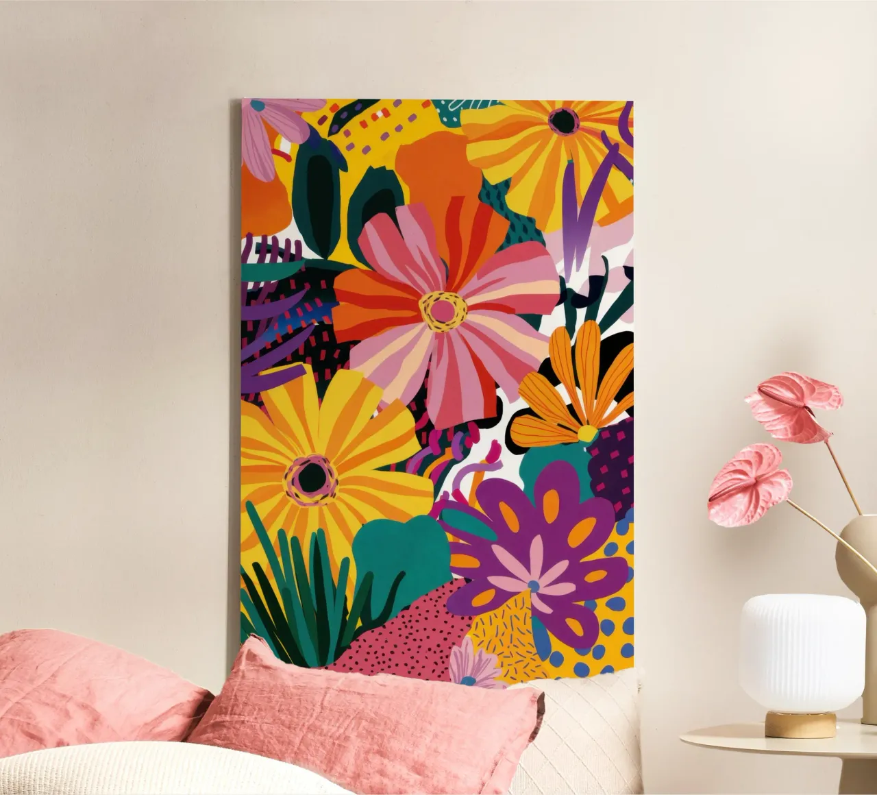 Wildflower Garden Explosion canvas by Flock Reverie