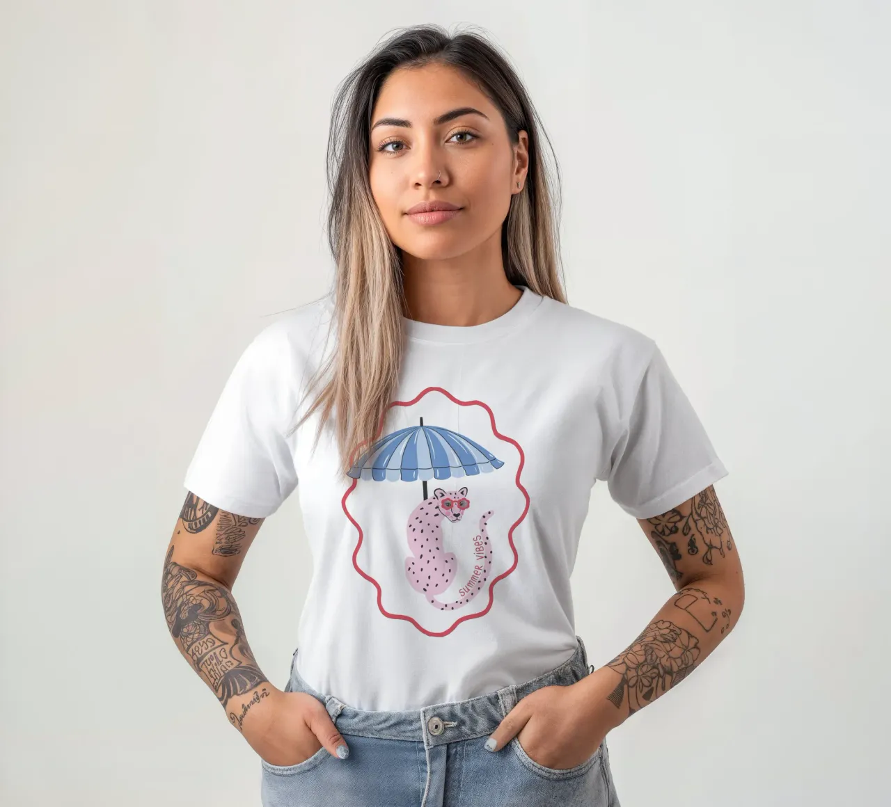 Summer vibes leopard - blue t-shirt da Vivdesign