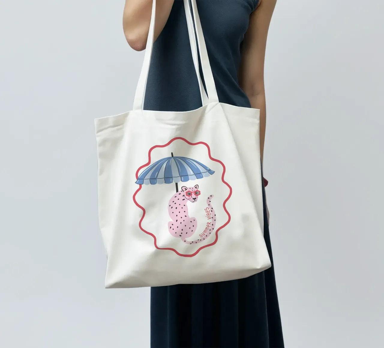 Summer vibes leopard - blue borsa in juta da Vivdesign
