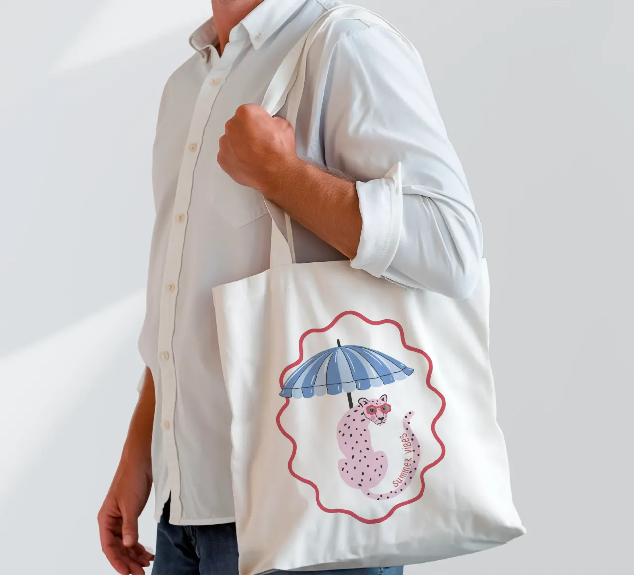 Summer vibes leopard - blue borsa in juta da Vivdesign