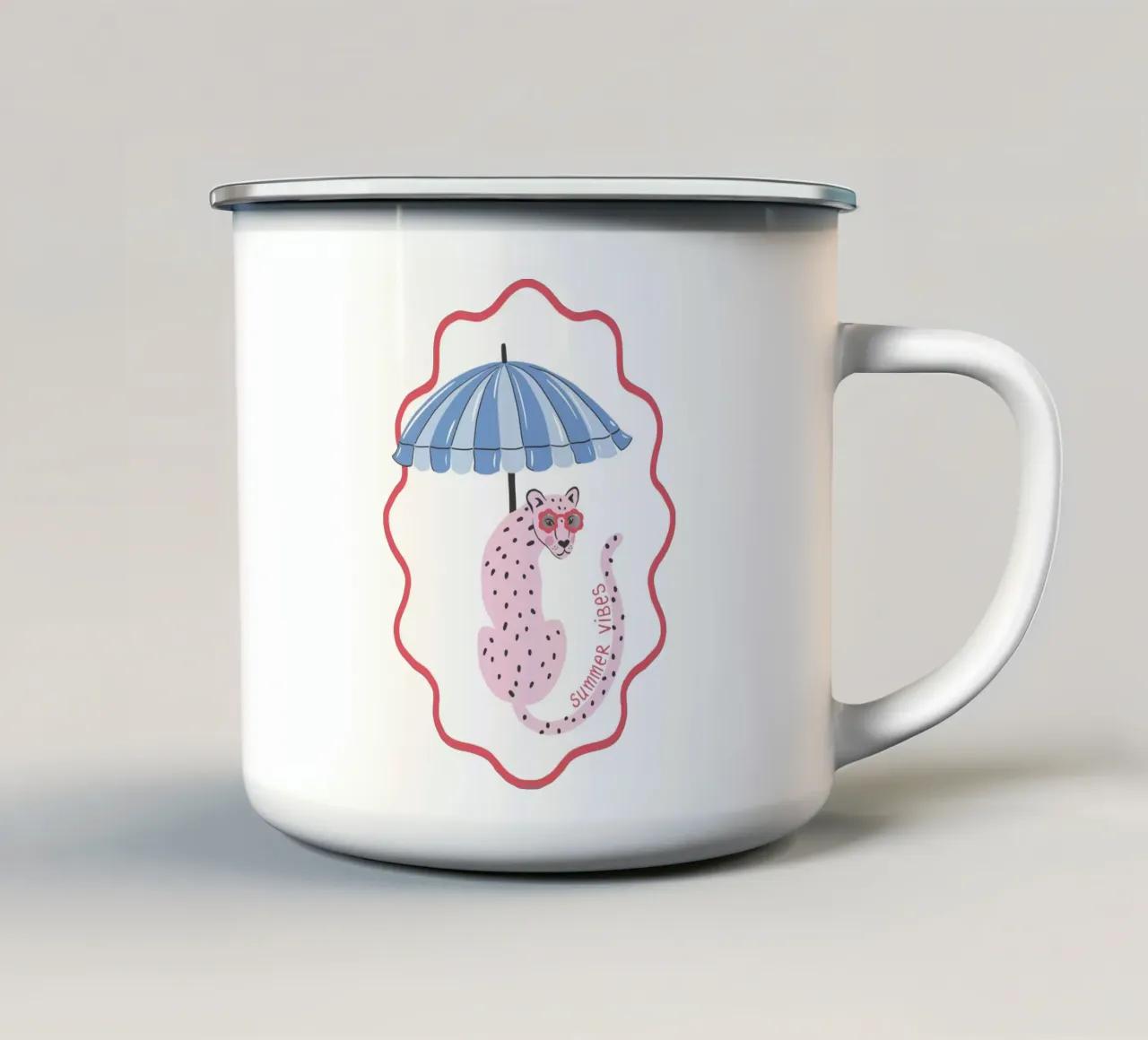Summer vibes leopard - blue tazza in smalto da Vivdesign