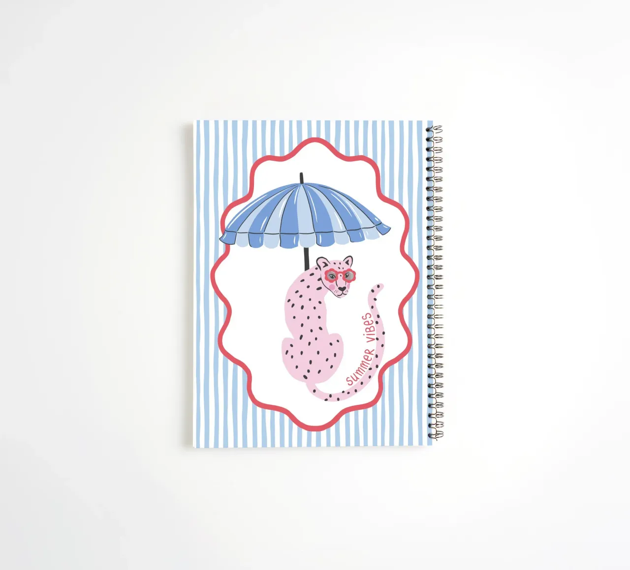 Summer vibes leopard - blue spiral notebook by Vivdesign